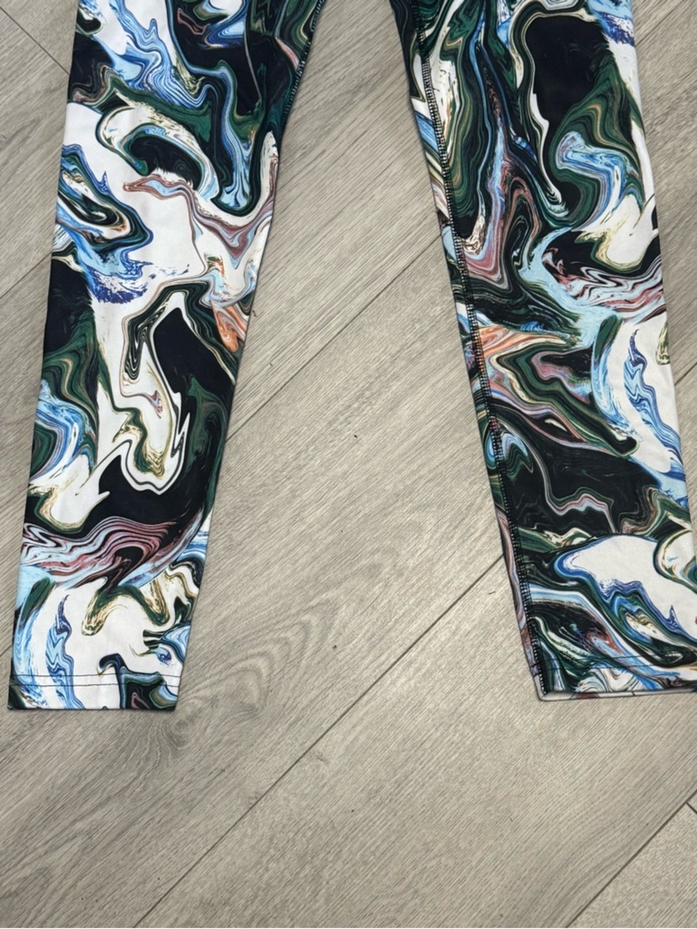 Nike Womens Marble Watercolor Print Athletic Leggings Black Waistband AH6499-010 - Picture 5 of 12